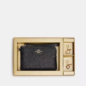 Coach Signature Patent Wristlet with 2 Charms